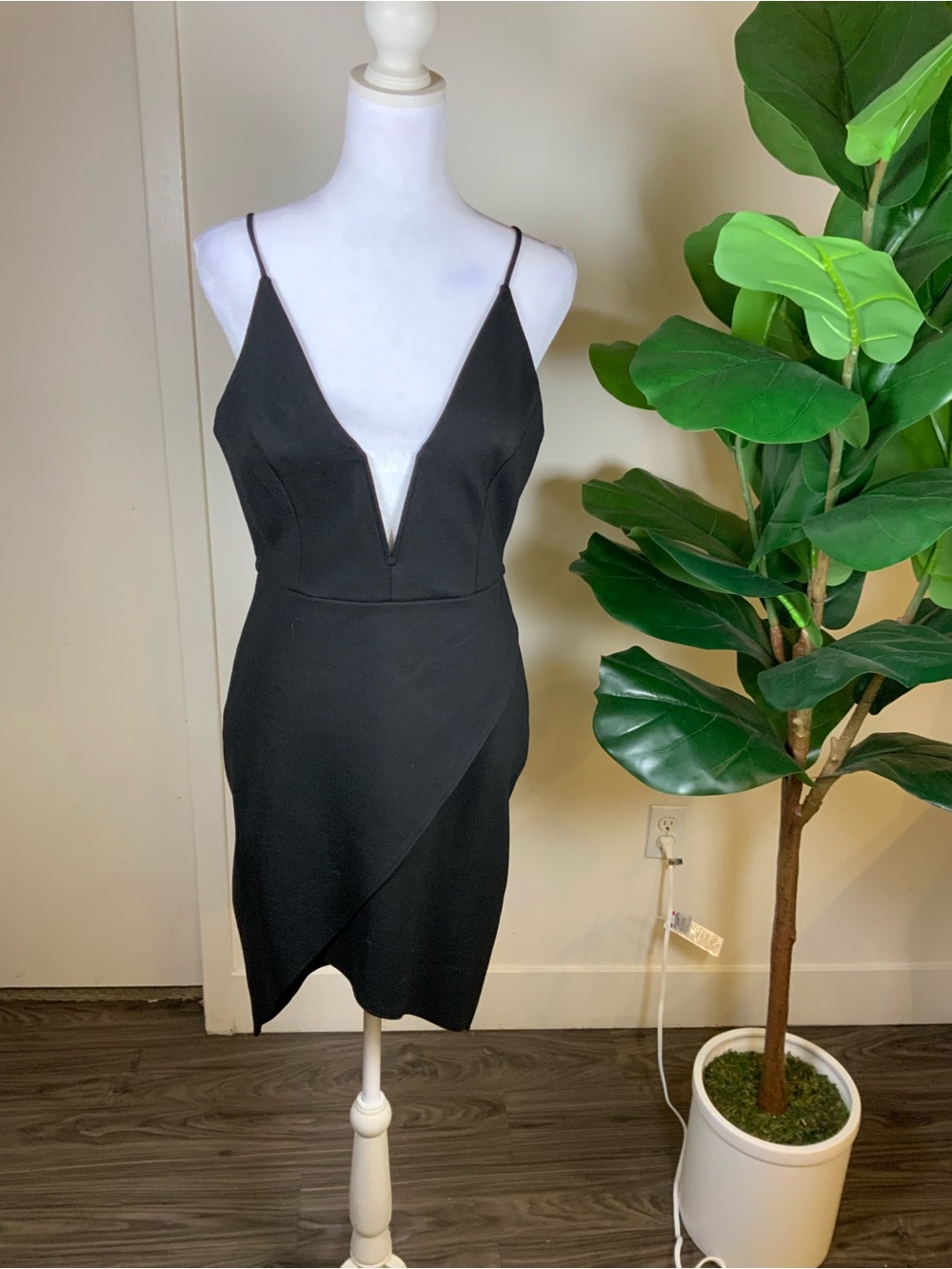 Lulu's Black Plunging V-Neck Mini Dress